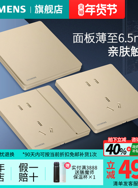 西门子开关插座超薄荟绎日曜金10A五孔USB一开空调家用套餐