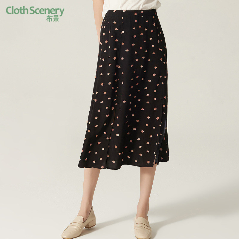 布景半身裙女春季新品不规则波点印花双侧开衩鱼尾及膝半裙0137,女装/女士精品,半身裙,淘宝优惠券,粉丝福利购,淘宝优惠卷