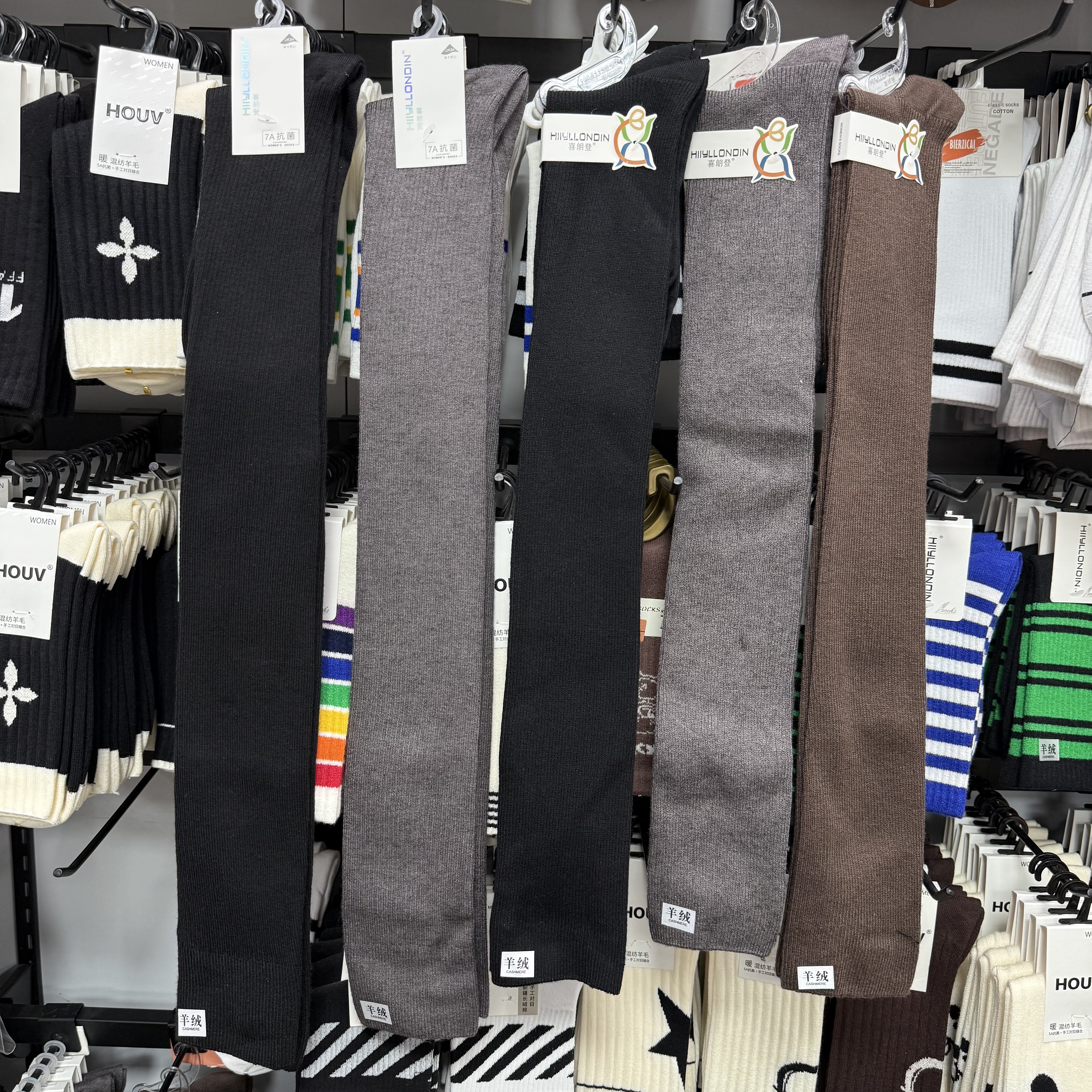 喜朗登2486羊绒过膝长筒袜女秋冬袜子配长靴膝盖保暖高筒长腿袜