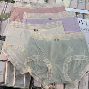 5条 头女 包邮 甜美少女冰淇淋色系蕾丝小蝴蝶结纯色舒适柔软三角裤