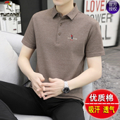 短袖 翻领polo衫 t恤夏季 纯色棉质薄款 男休闲上衣服T 新款 啄木鸟男士