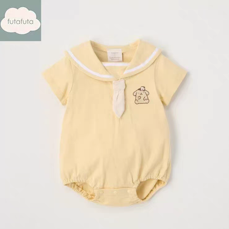 现货发futa日单原单25新款纯棉夏季短袖翻领可爱造型包屁衣70/80