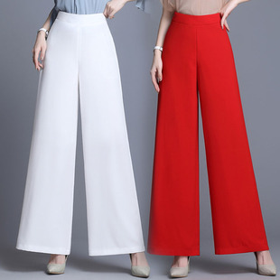 直筒长裤 新款 宽松甩裤 垂坠感女裤 雪纺高腰阔腿裤 跳舞裤 女2025夏季