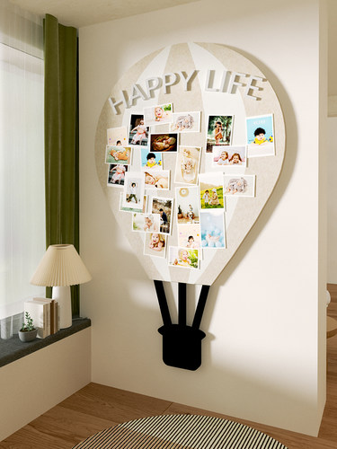 毛毡墙贴照片墙背景板软木板羊毛毡墙贴幼儿园教室展示热气球装饰