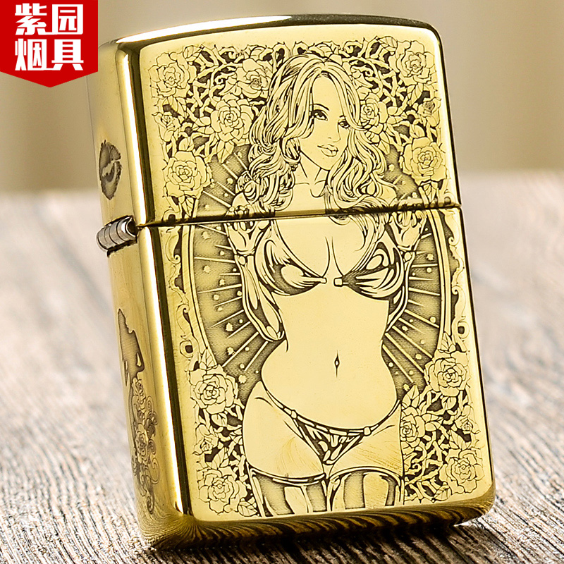 打火機zippo正版 純銅五面玫瑰美女 zppo原裝正品限量男士禮物zp