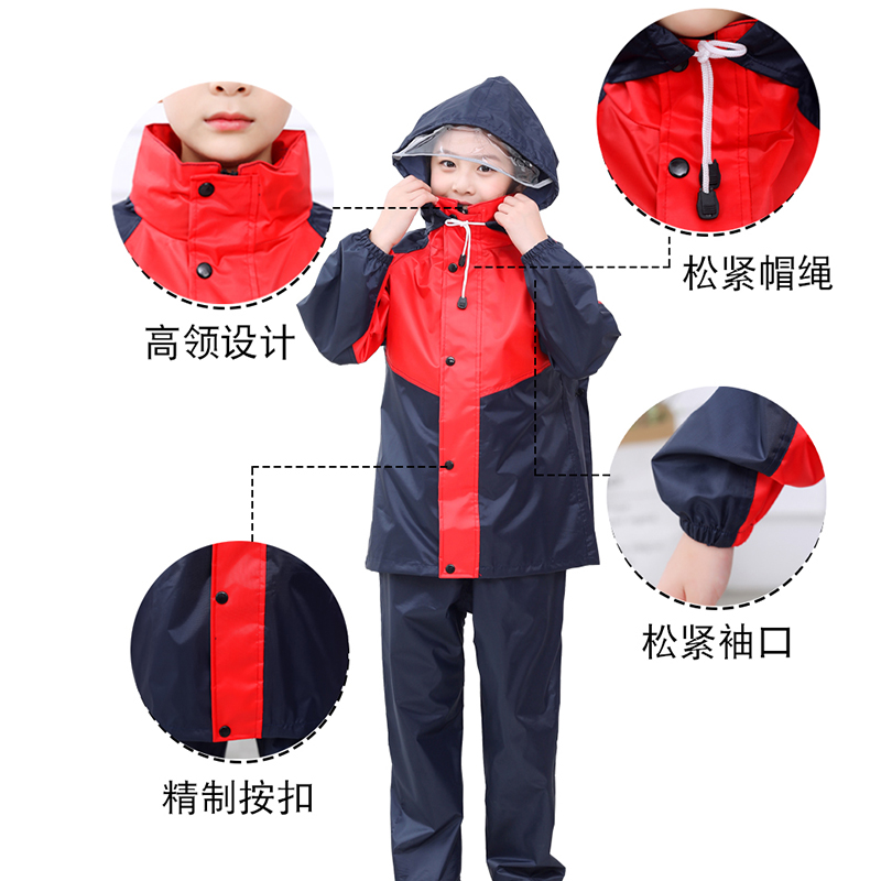 儿童雨衣雨裤套装男童女童学生雨天全身带书包位防水加厚分体雨具