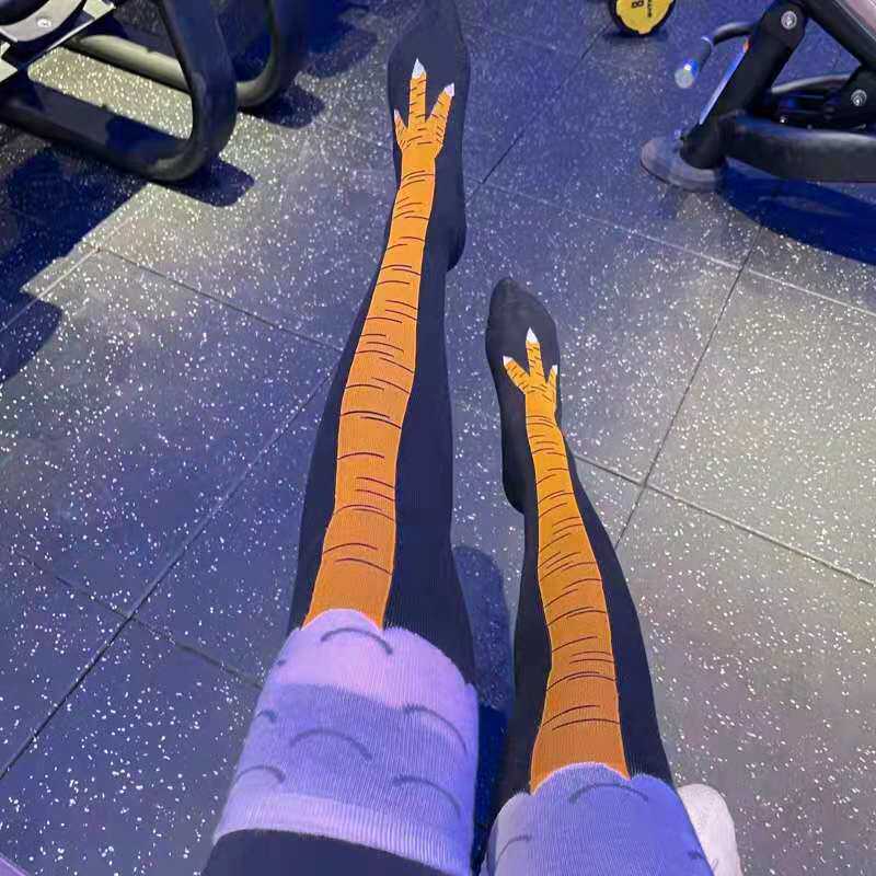 网红鸡爪袜奇葩搞怪袜子女夏季健身小腿袜ins潮长筒可爱鸡脚袜男