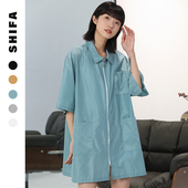 技师衣 罩衣中大工焗油染发长袖 发廊美发工作服加长款 剪发围裙短袖