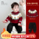 男宝宝套装 冬装 男童年服红色毛衣喜庆新年女童拜年服幼儿拜冬年服