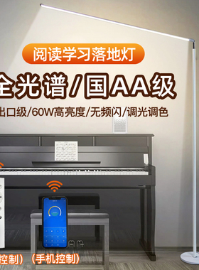 立顶客厅立式落地灯全光谱学习专用护眼台灯阅读书桌写作业钢琴灯