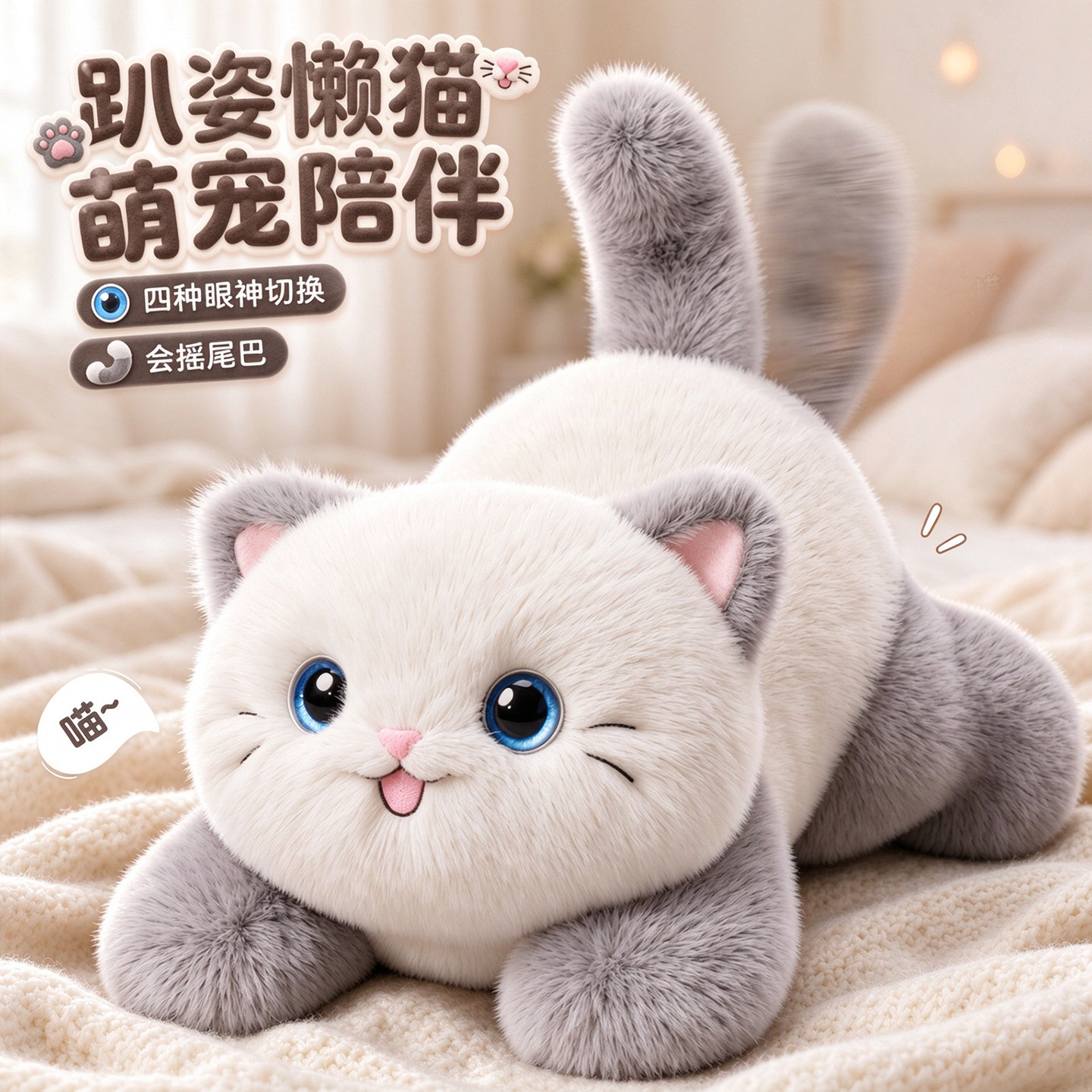 抱抱模拟进食小懒猫！过家家礼物
