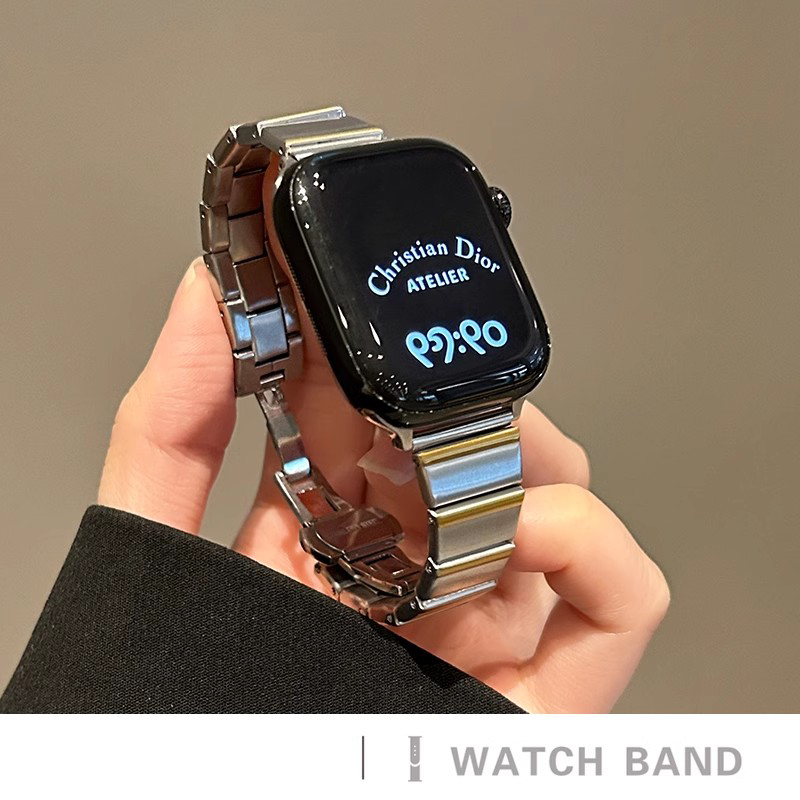 适用苹果手表表带iwatchs10金属女款applewatch9小蛮腰链式s8/7/6/5夏天se新款45透气41男ultra高级49mm腕带4
