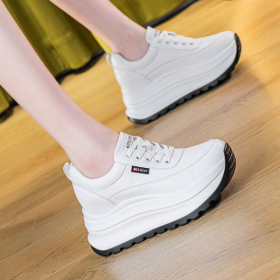 正品潮牌官方内增高配阔腿裤的女鞋子真皮厚底新款爆款春秋休闲运