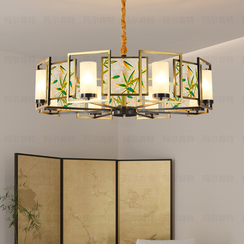 新中式珐琅彩全铜客厅吊灯