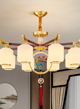 全铜新中式灯具客厅吊灯珐琅彩loft别墅主灯中国风灯饰酒店大堂灯