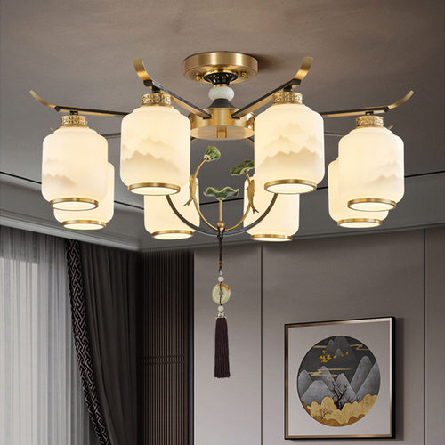 新中式吊灯客厅灯中式禅宗卧室餐厅吸顶灯现代简约吸挂家居全铜