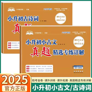 助考金卷小升初小古文+古诗词真题精选专练详解小学六年级人教版小学毕业升学复习资料小古文文言文阅读理解专项训练大字护眼版