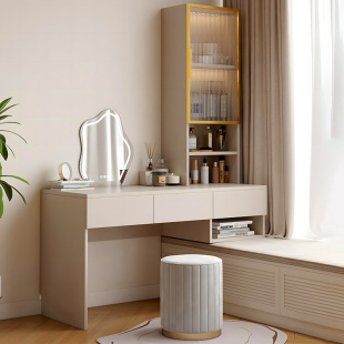 飘窗化妆台梳妆桌一体组合小户型卧室现代简约阳台收纳实木小书桌