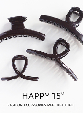 高级感巧克力棕一字抓夹大号鲨鱼夹发夹女后脑勺2024新款夹子发饰