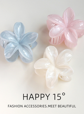 春季泰兰德晕染花朵抓夹清新甜美鸡蛋花后脑勺盘发醋酸鲨鱼夹发饰