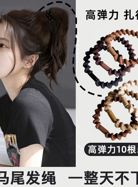 简约头绳橡皮筋女扎头高弹力耐用绑头发头饰发绳皮套黑色发圈秋冬