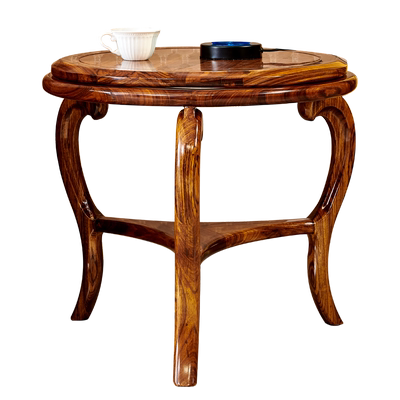 乌金木双层储物实木圆几边几角几