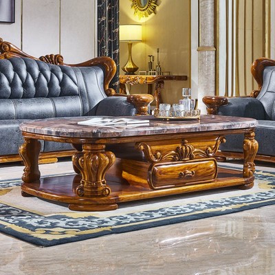 欧洛仕乌金木茶几茶桌实木茶台天然大理石茶几电视柜组合套装