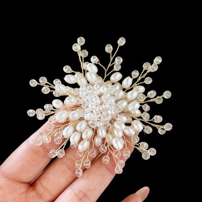 缠绕珍珠花朵胸针女收腰扣别针
