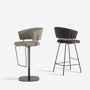 意式吧台椅升降旋转靠背椅轻奢高级感真皮酒吧高脚凳岛台高脚椅