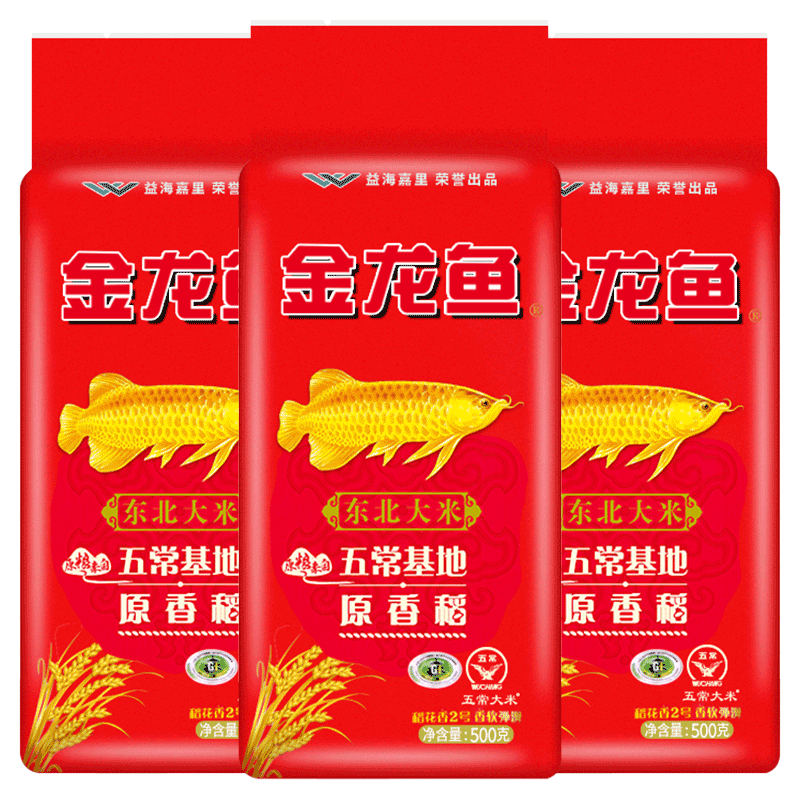 金龙鱼五常原香稻500g*3大米粳米