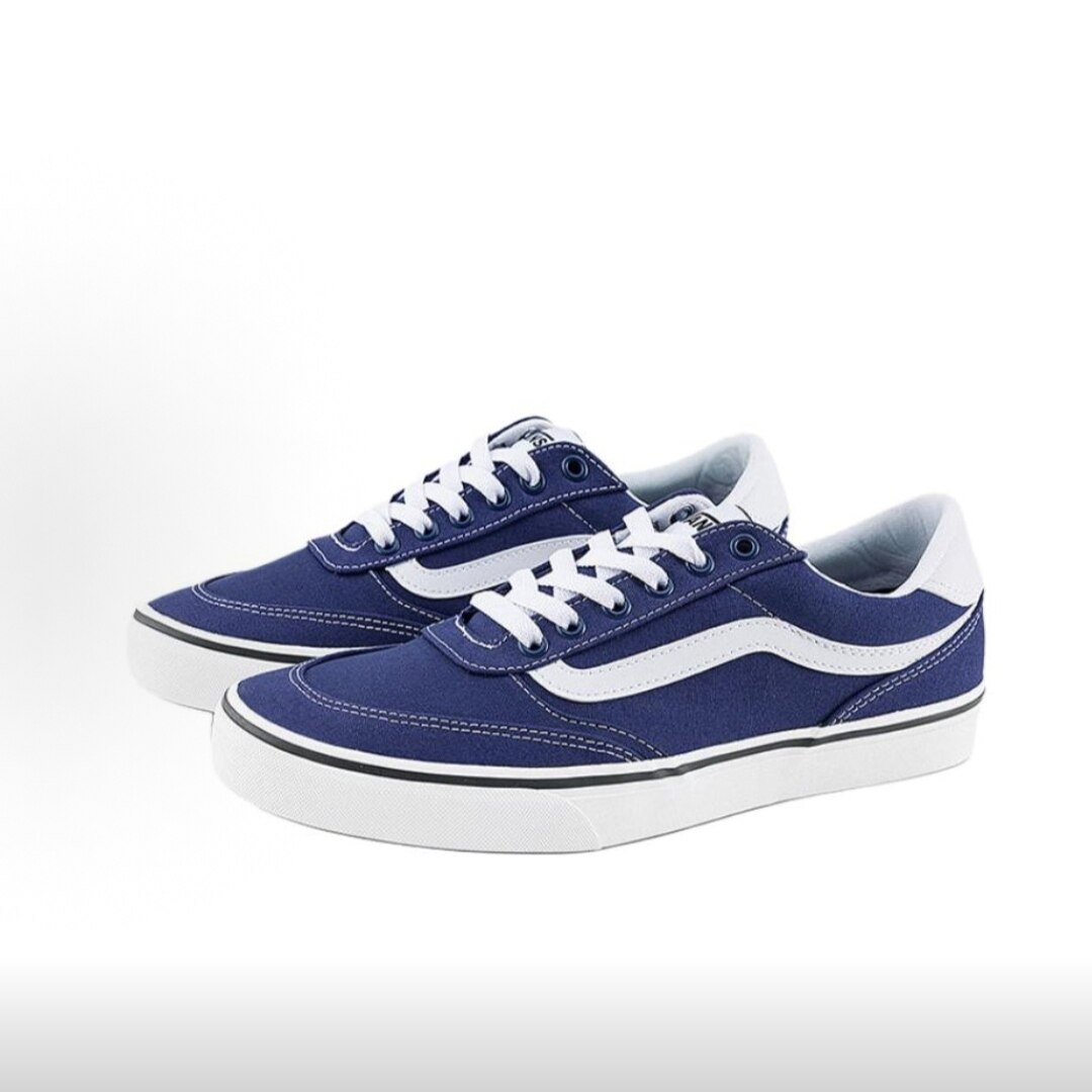 Vans 万斯 Brooklyn LS 耐磨低帮 板鞋 男款 蓝白色VN000D7QEMT