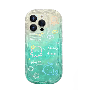适用于苹果15手机壳iPhone15pro防摔12promax新款奶油纹ip14海边15/11Pro可爱创意x个性手链白贝壳纹卡13透明