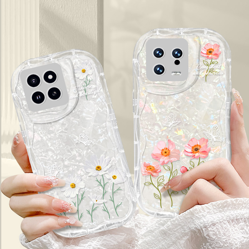 适用于小米14手机壳14pro新款奶油纹透明壳全包镜头带手链MIUI13贝纹闪卡12S简约高级春夏小雏菊11防摔10S女,3C数码配件,手机保护套/壳,淘宝优惠券,粉丝福利购,淘宝优惠卷