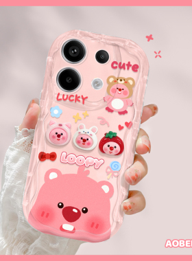 粉红露比适用于红米Note13手机壳硅胶防摔13pro新款奶油纹11TPro+卡通创意手贴12带便携挂坠Note9全包镜头女