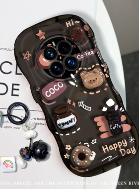 适用于华为mate50pro手机壳夏季全包新款40E软硅胶防摔MATE30PRO创意卡通小熊20por立体气泡波浪边HUAWEI情侣