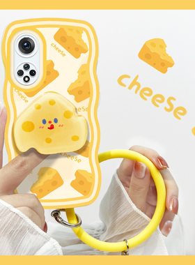 适用于华为nova7手机壳透明硅胶nova10pro黄色奶酪支架Nova9/8se秋日网红nv6/5波浪边p30全包防摔mate20挂环