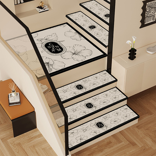 法式中古风实木楼梯垫踏步垫免胶自粘可擦洗室内实木家用台阶地毯