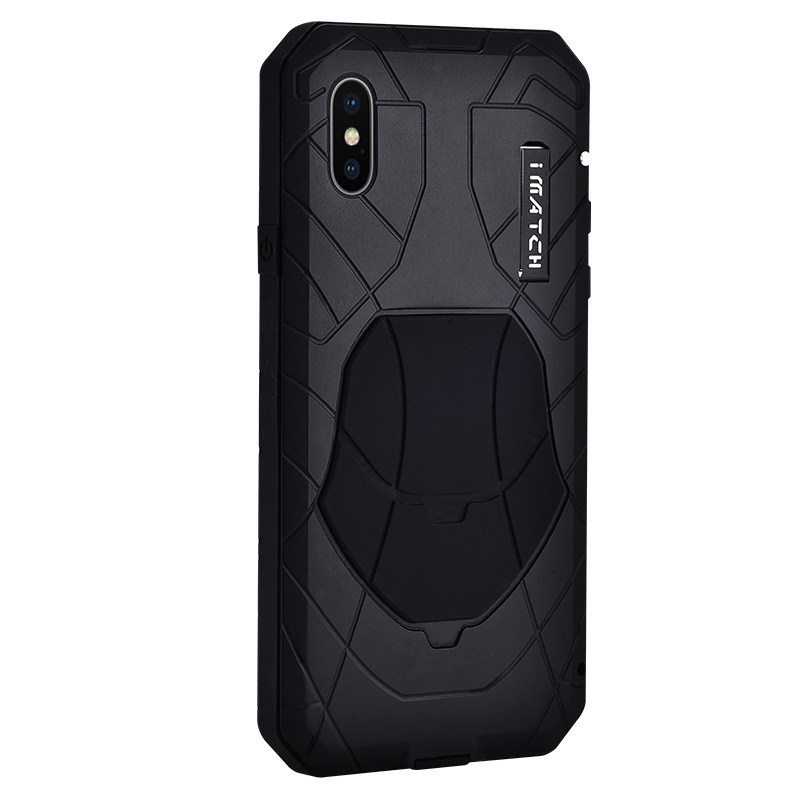 iMatch Water Resistant Shockproof Dust/Dirt/Snow-Proof Aluminum Metal Military Heavy Duty Armor Protection Case Cover for Apple iPhone X