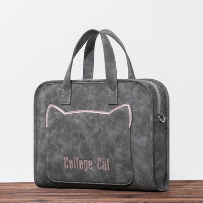 可爱风手提电脑包防水仿皮材料