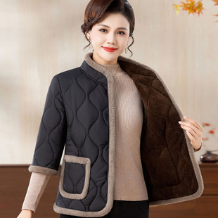 外套加绒加厚半袖 中老年妈妈装 七分袖 马甲棉衣女冬季 马夹棉袄 短袖