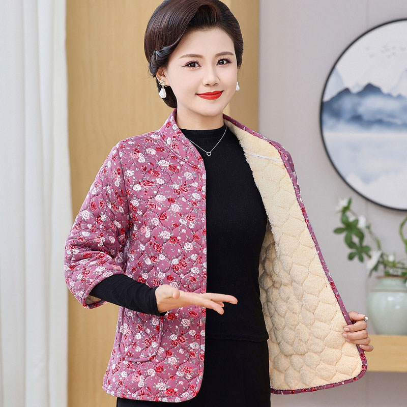 短袖马甲棉衣女妈妈装秋冬季加绒保暖护肩背心中老年半袖棉袄马夹