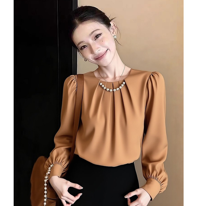 法式复古轻奢风珍珠链条灯笼袖衬衫女2026春设计感洋气减龄短外套,女装/女士精品,短外套,淘宝优惠券,粉丝福利购,淘宝优惠卷
