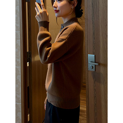 咖色针织打底衫女内搭上衣可外穿