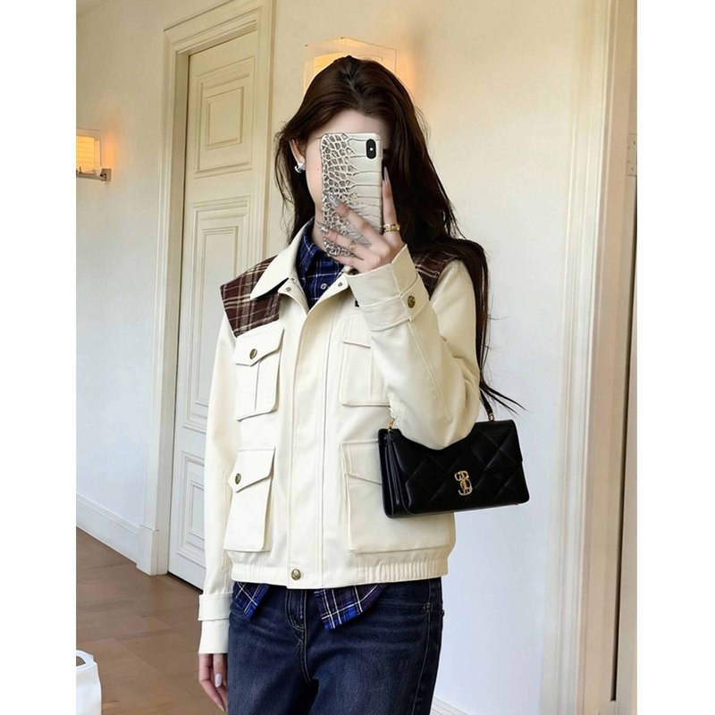 韩系宽松显瘦高级感杏色短外套女2026今年流行漂亮小个子百搭上衣,女装/女士精品,短外套,淘宝优惠券,粉丝福利购,淘宝优惠卷