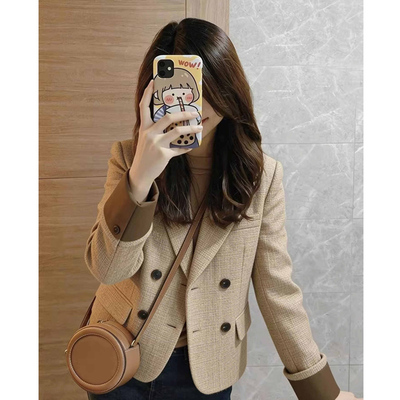 气质高级感卡其色西装外套女