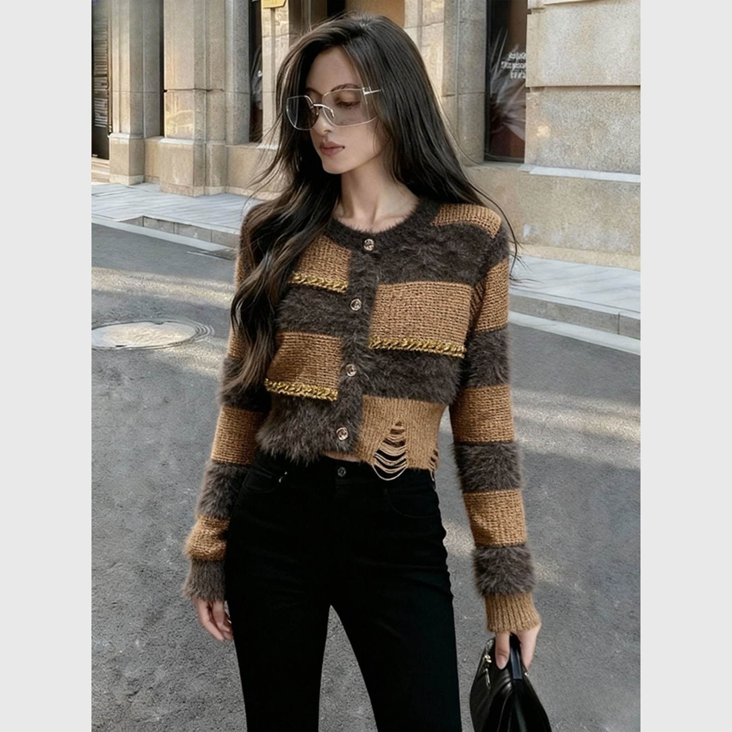 软糯气质套头咖色针织毛衣