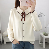 小香风女士甜美洋气宽松毛衣女 2024年新款 娃娃领针织打底衫 女秋装