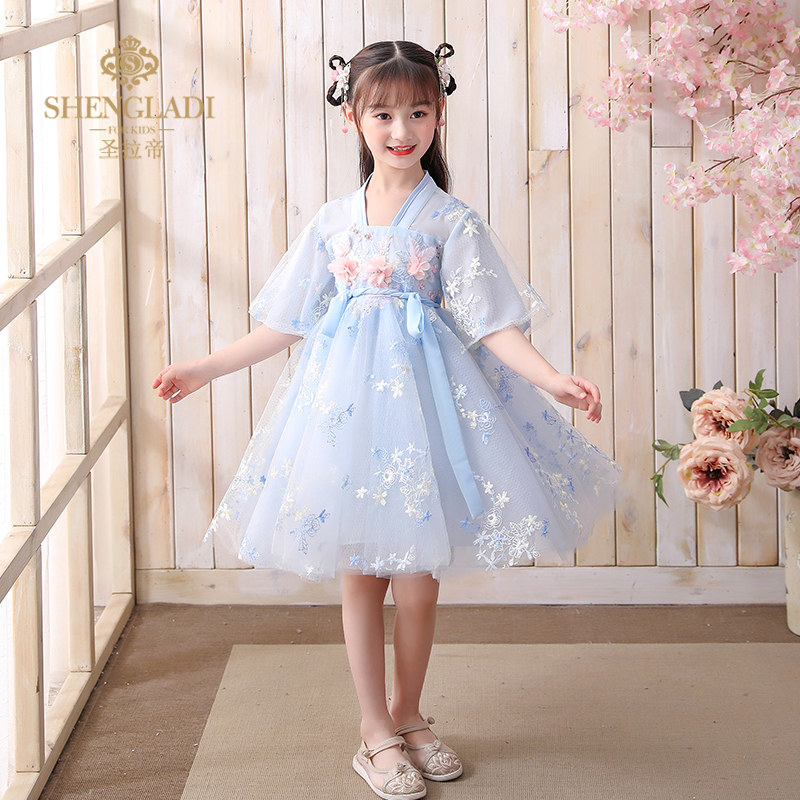 现货女童拜年服秋超仙秋w款秋款幼儿园中国风高端连衣裙
