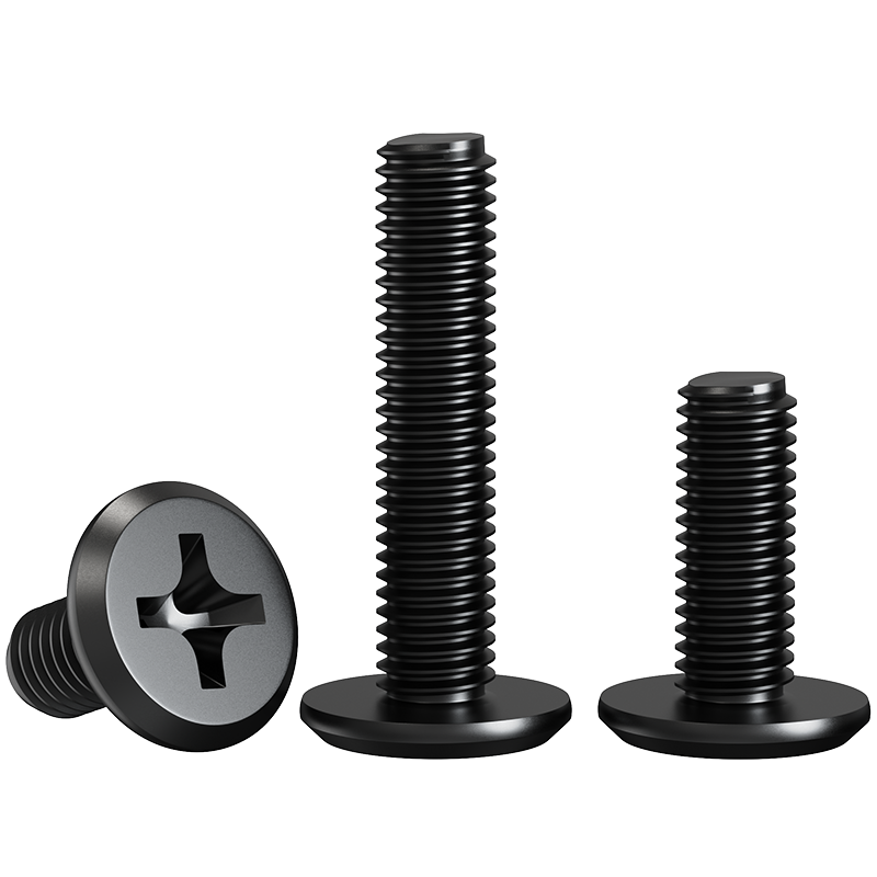 发黑色304不锈钢倒边十字螺丝平头圆头斜边夹板家具加长螺栓M2M10