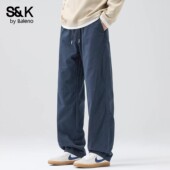 裤 宽松直筒长裤 男士 休闲裤 子男YS 2026春夏季 班尼路SK复古纯棉工装